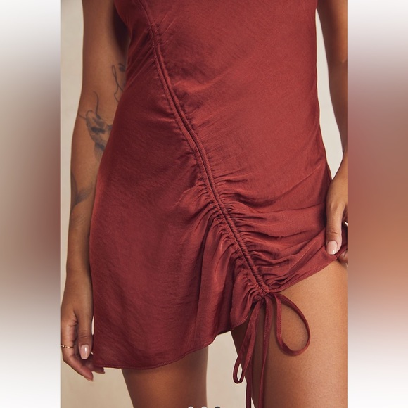 Free People “Be My Mini” slip dress in Cowboy. Adjustable straps and ruching. - Picture 6 of 11